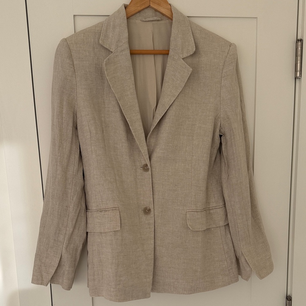 & Other Stories Neutral Beige Linen-Blend Blazer